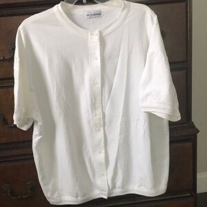 Short sleeved white cardigan sweat shirt